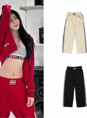【李彩演胡静怡同款】badblood红色弧形刺绣运动卫裤休闲甜妹裤潮