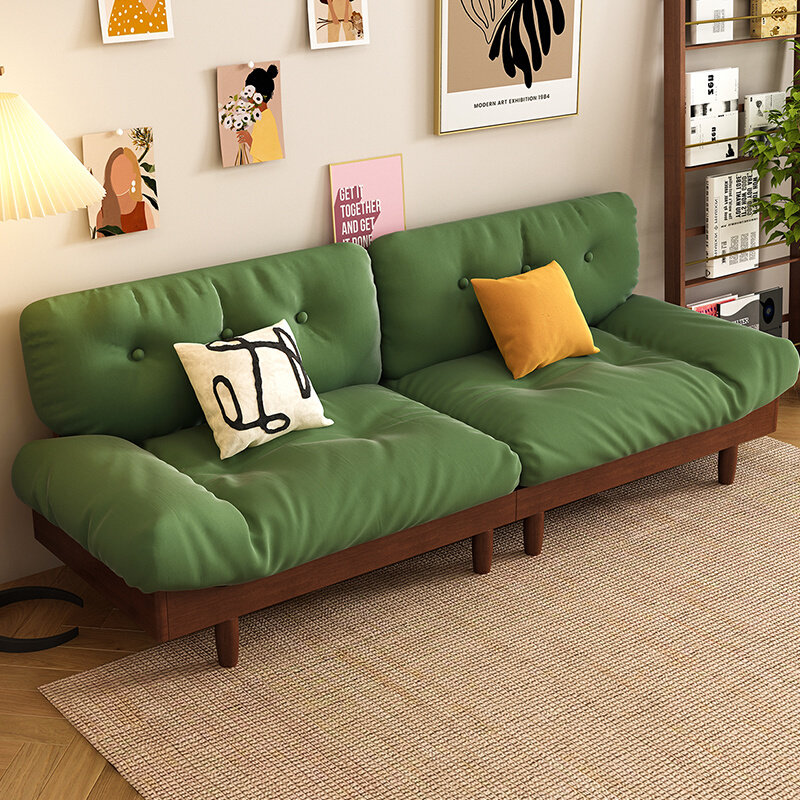 日式实木朵沙发客厅名民宿北欧原木风双人三人位小户型布艺沙发