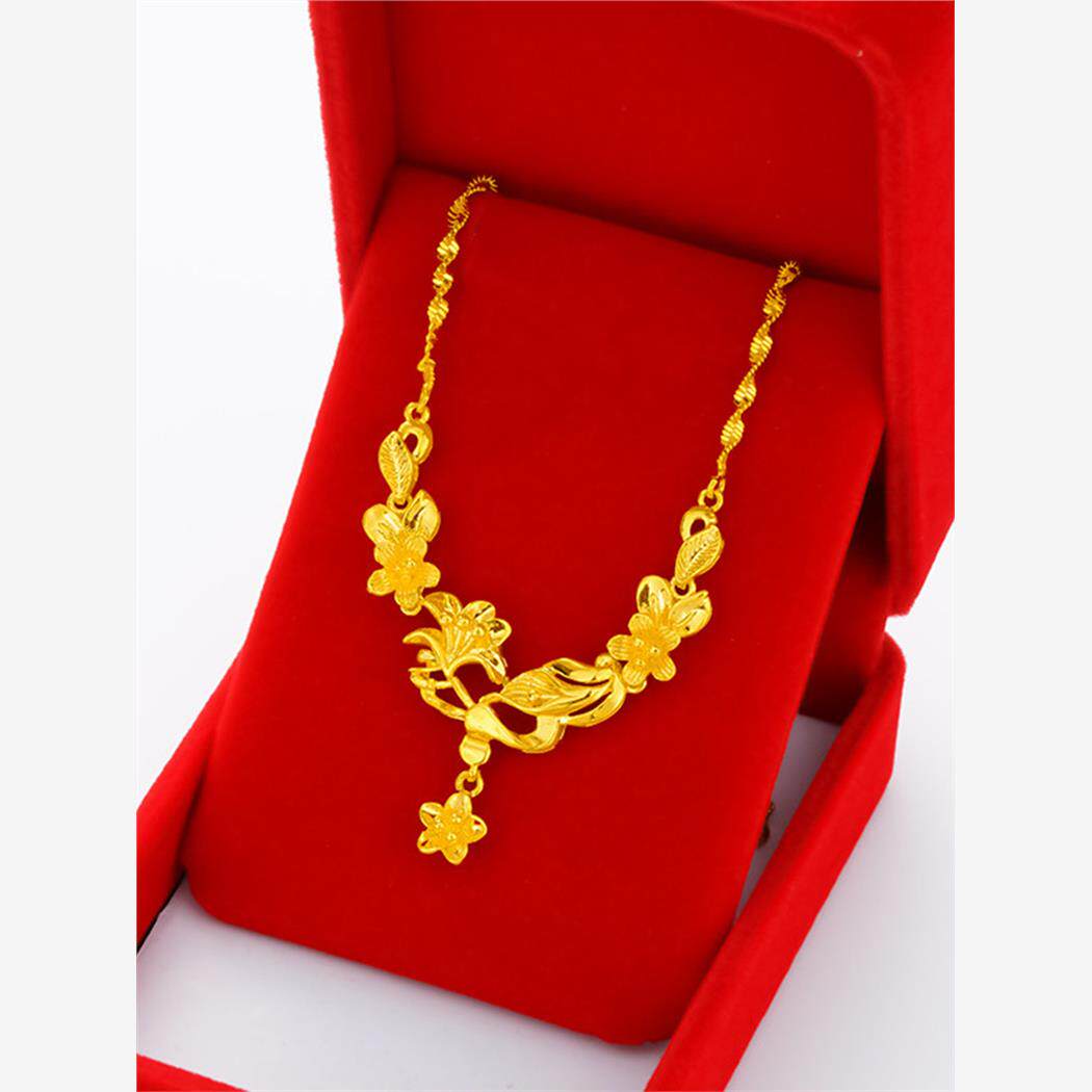 仿真黄金项链女镀黄金色女士项坠时尚锁骨链沙金饰品首饰久不褪色