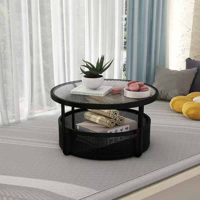 奶油风钢化玻璃我是飘窗小茶几榻榻米茶桌迷你矮桌坐地炕小圆桌