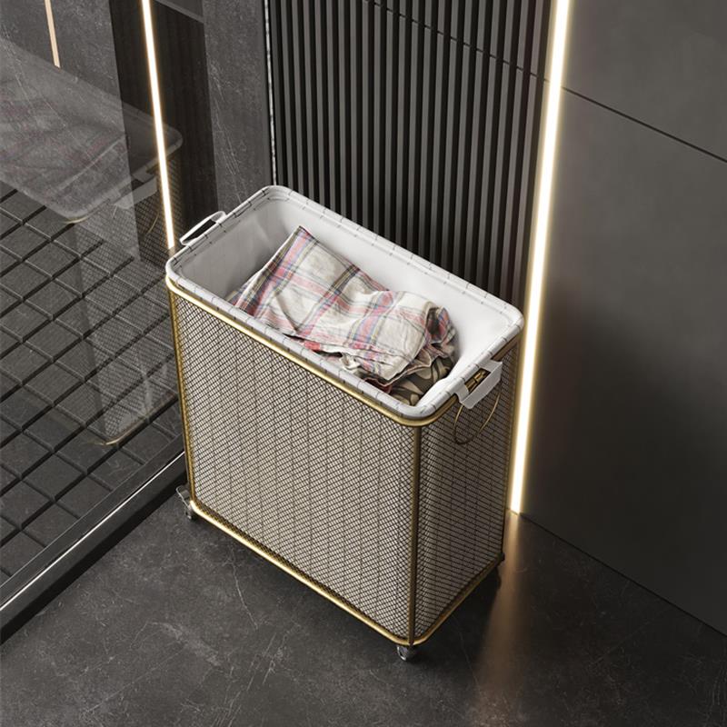 桶窄身洗衣篮家用北欧脏衣篮夹缝脏衣篓衣服收纳筐ins网格污衣篮