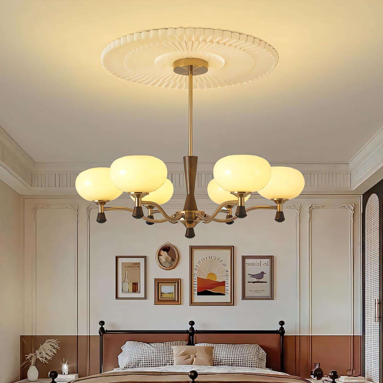 中古风客厅吊灯餐厅卧室法式简约创意护眼灯2024新款复古实木主灯