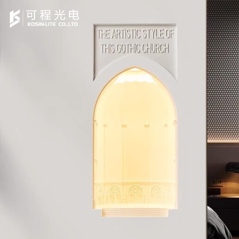 哥特风格创意立体内嵌式壁灯石膏灯嵌入式墙角灯石膏灯走廊氛围灯
