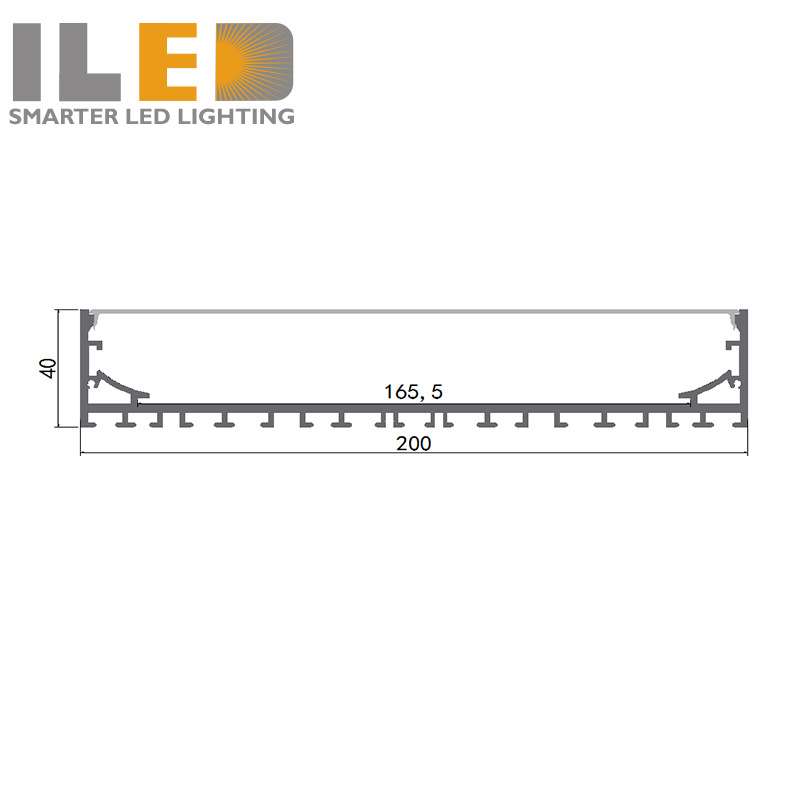40*200mm硬灯条外壳灯槽型材 PC罩子ABS堵头吊线