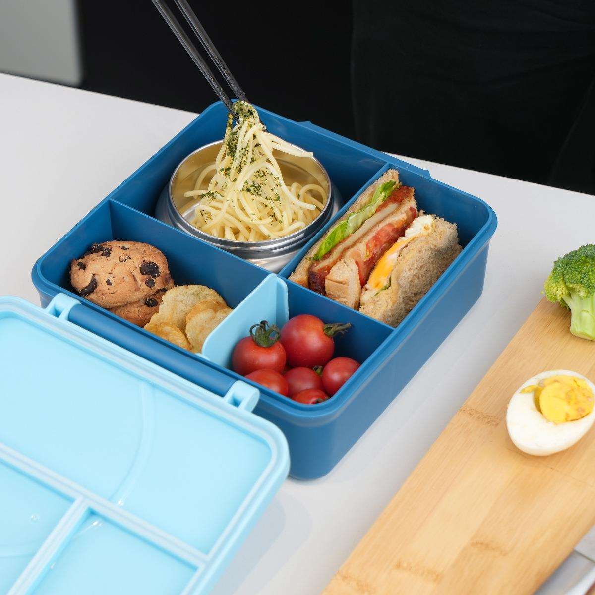 亚马逊不锈钢碗饭盒塑料餐盘 可微波炉加热分格便当盒儿童午餐盒