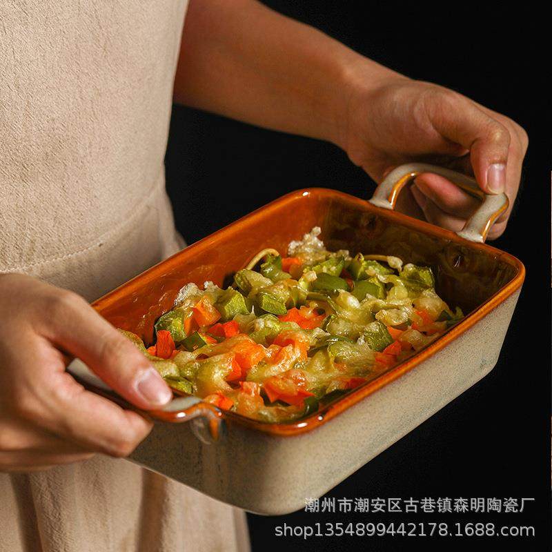 窑变陶瓷双耳烤盘餐厅家用芝士焗饭盘烤箱微波炉创意烘焙专用盘子,农机/农具/农膜,播种栽苗器/地膜机,淘宝优惠券,粉丝福利购,淘宝优惠卷