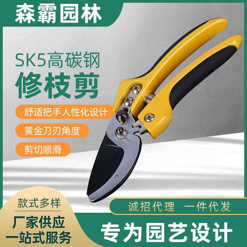 防滑多功能园林绿化修枝剪 弹簧护手园林园艺剪 手动锁扣枝剪器