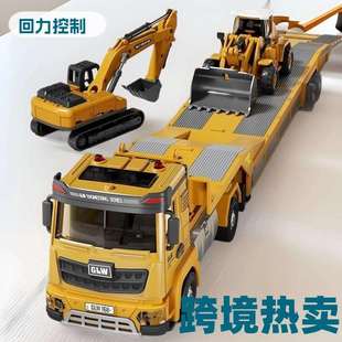 跨境儿童工程建筑玩具挖掘机推土机合金工程车卡车玩具套装