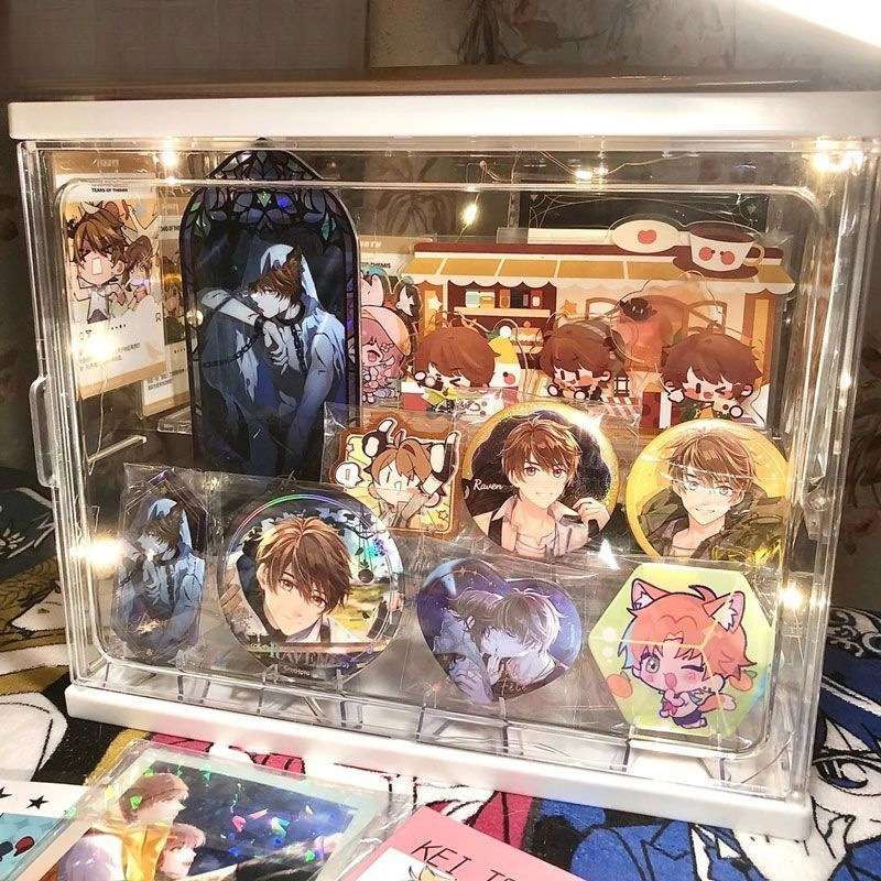 谷子收纳盒透明吧唧展示支架亚克力大容量小卡立牌架桌面有盖