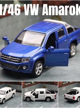 彩珀1:46合金车模大众Amarok皮卡货车儿童玩具模型回力开门67036