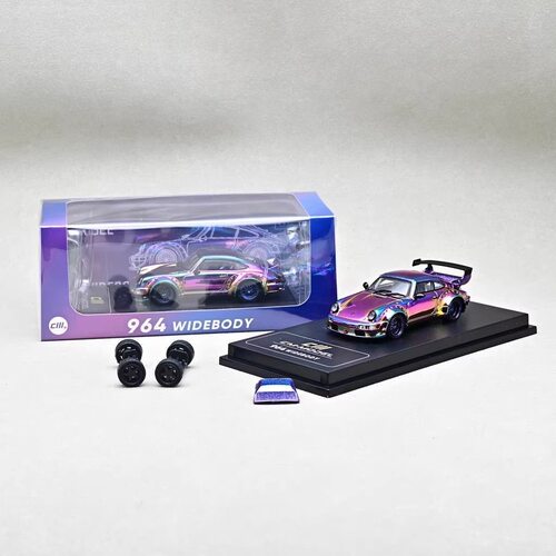 【现货秒发】CM 1/64保时捷RWB964电镀变色龙渐变合金车模