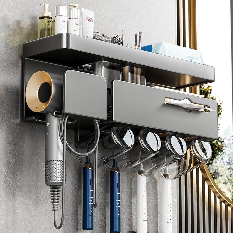 吹风机置物架免打孔卫生间浴室厕所牙刷纸巾一体置物架洗脸巾新款,家庭/个人清洁工具,吹风机置物架,淘宝优惠券,粉丝福利购,淘宝优惠卷