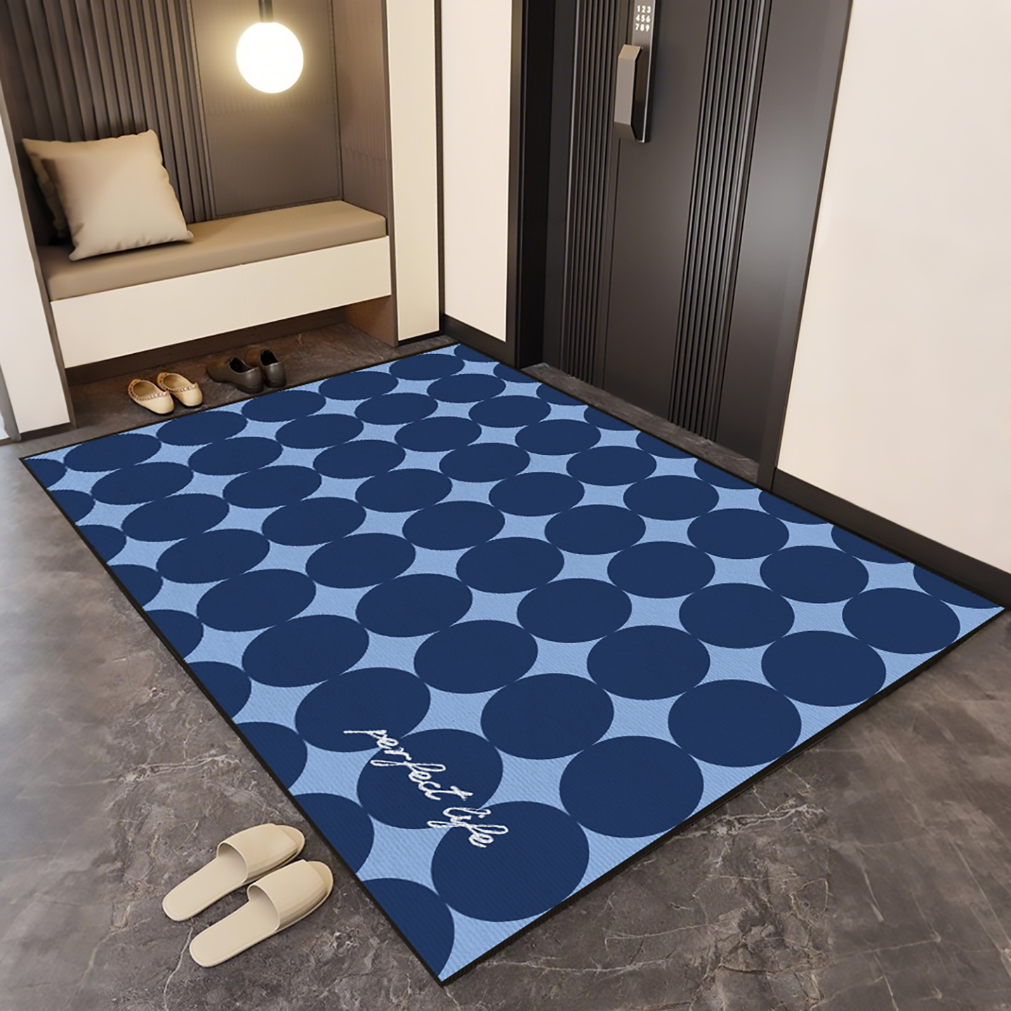 青彩季蓝色入户门地垫