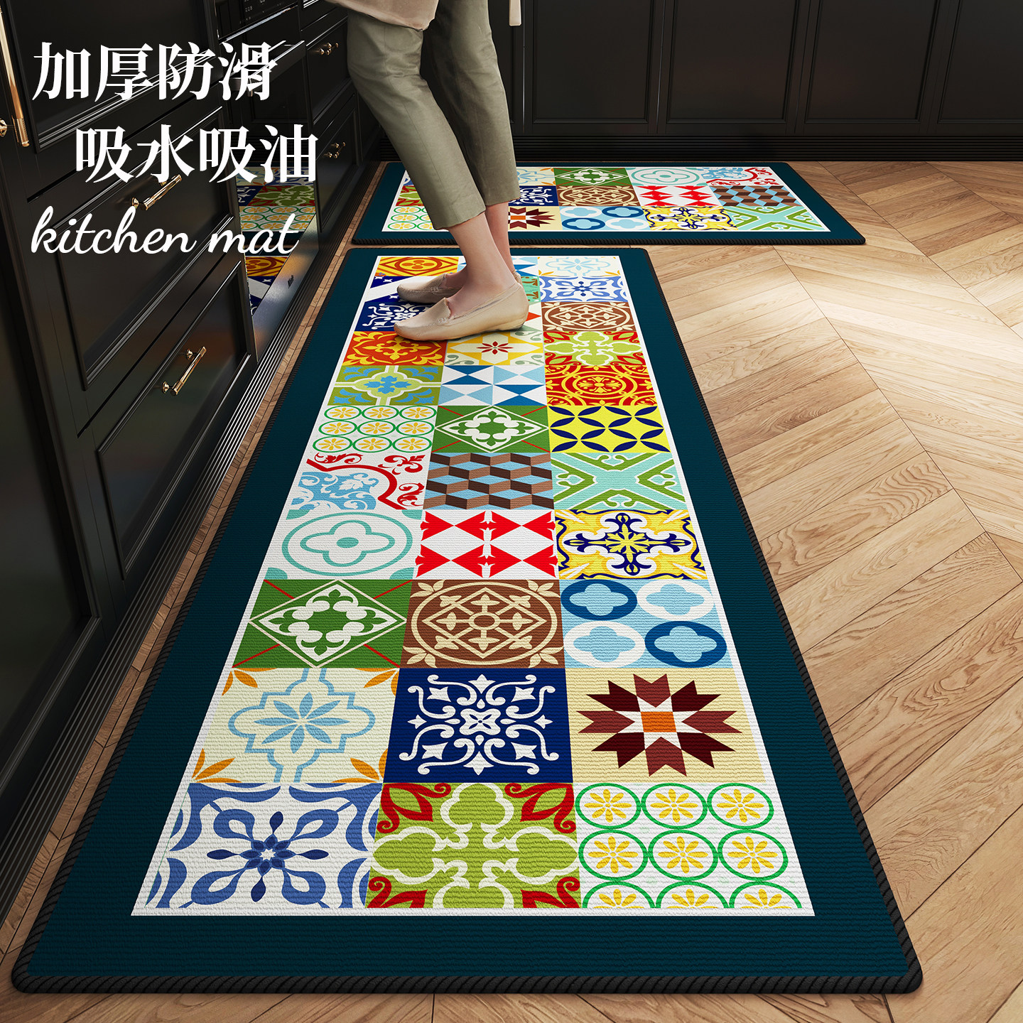 2026新款厨房专用地垫可水洗耐脏长条地垫防滑吸水吸油美式地毯,居家布艺,厨房地垫,淘宝优惠券,粉丝福利购,淘宝优惠卷