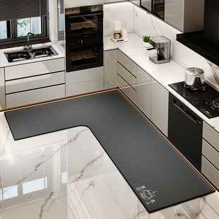 L型厨房专用地垫2025新款 吸水吸油耐脏脚垫圈绒连体转角地毯家用