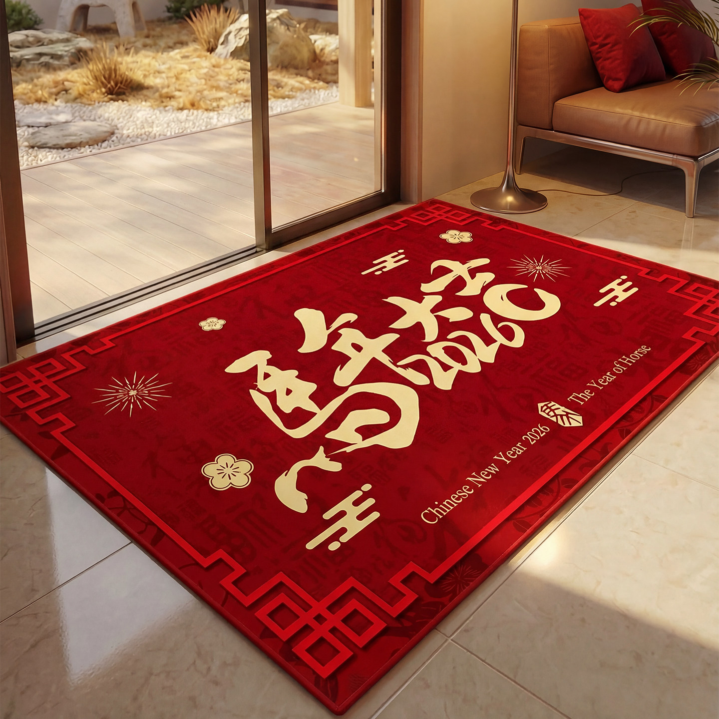 2026马年喜庆入户门垫进门地垫新年红色地毯脚垫家用室内防滑垫子,居家布艺,入户地垫,淘宝优惠券,粉丝福利购,淘宝优惠卷