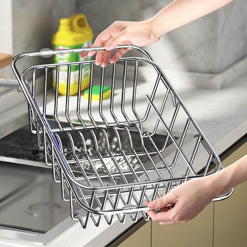 水槽沥水篮厨房可伸缩沥水架洗不锈钢碗碟盘碗筷置物架收纳滤水网