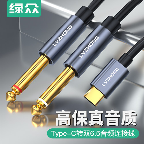 绿众Type-C转双6.5mm音频连接线