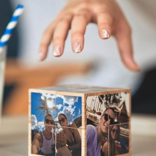 创意木质拼图相框摆台照片定制