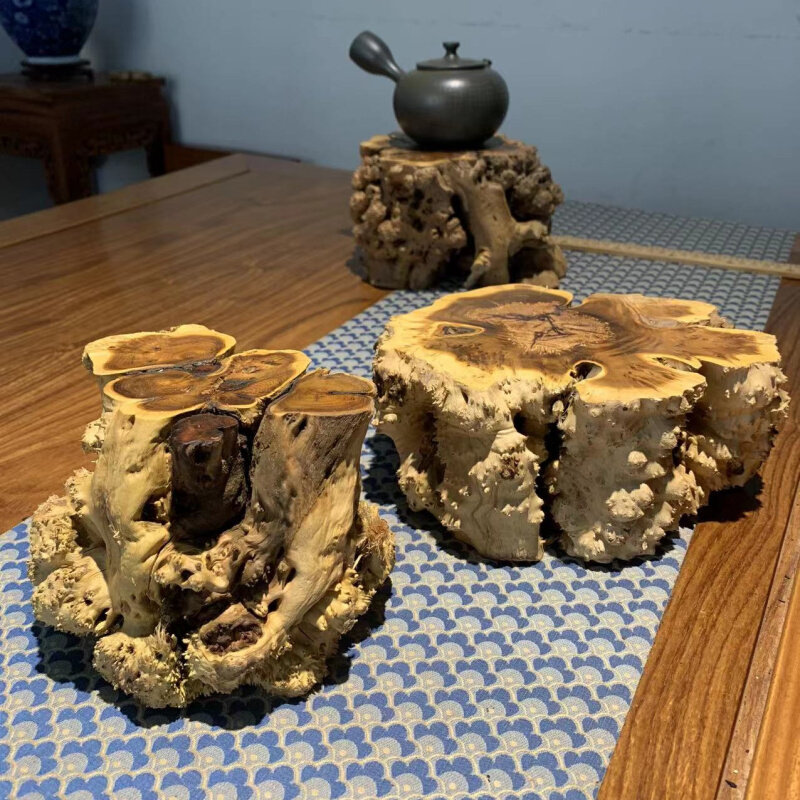 燕山山脉正宗麻梨疙瘩随形实木底座木座观赏石小摆件干泡茶盘