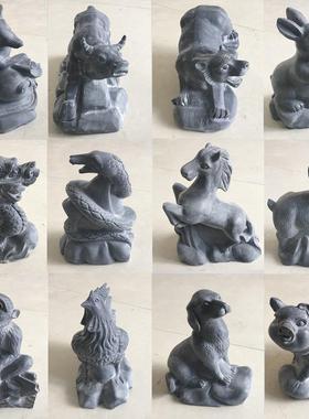 青石十二生肖石雕摆件鼠牛虎兔龙蛇马羊猴鸡狗猪天然石头雕刻生肖