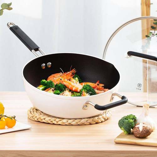 知吾煮平底炒锅炒锅不粘锅炒菜锅