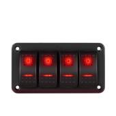 4位车船用开关船形摇杆面板汽车改装 2位翘板开关组合板DC12 24V