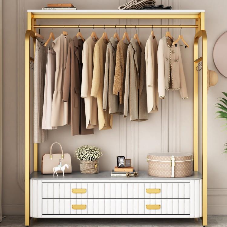 一体床头柜衣帽架落地卧室内家用客厅房间带抽屉晚上放衣服神器