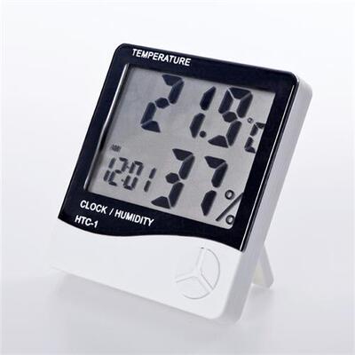 HTC-1 高精度大屏幕 室内电子温湿度计 家用温度计 湿度计有闹钟