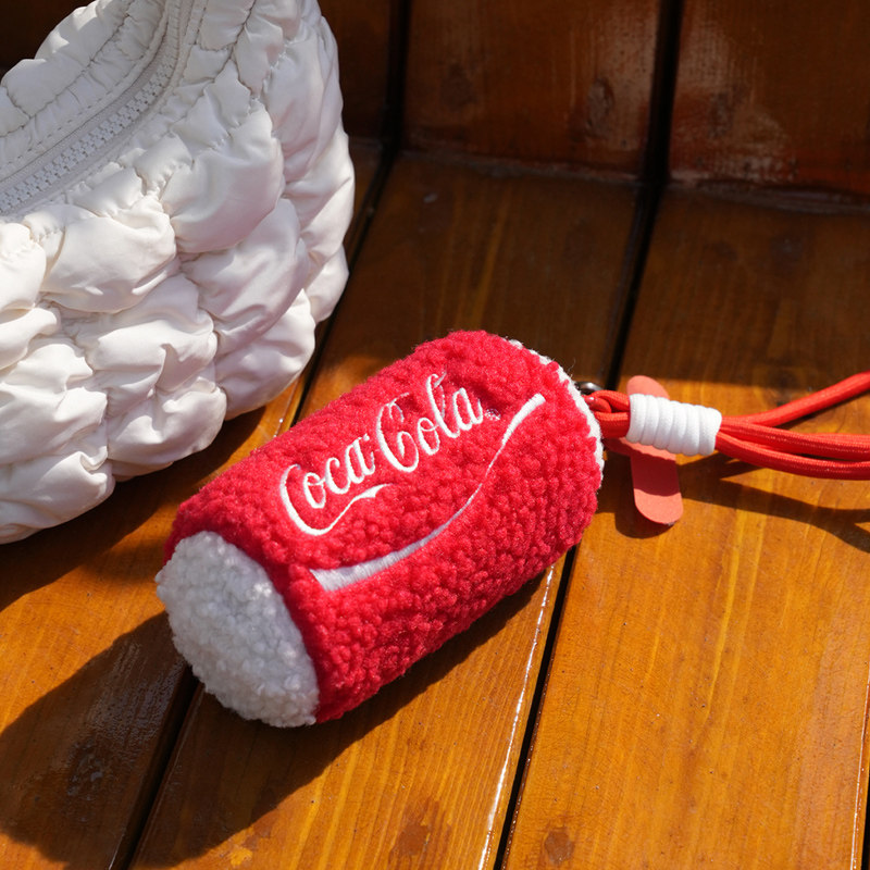三方半|可口可乐汽车钥匙包挂件迷你毛绒可乐罐钥匙扣卡片包收纳