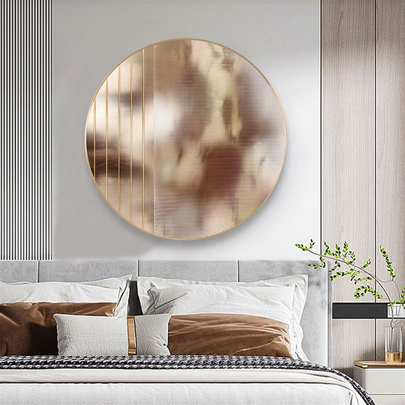 圆形简约实物客厅l装饰画轻奢立体亚克力入户玄关几何挂画餐厅壁图片