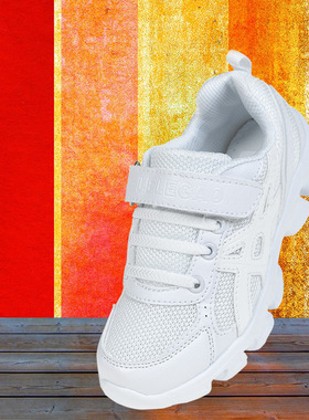 儿童小白鞋男童2021年校园白色C运动鞋网面透气跑步鞋白波鞋女童