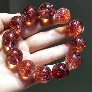 天然金草莓晶 紫发晶 超七手链女 彩发晶手串 三轮骨干 闺蜜送礼