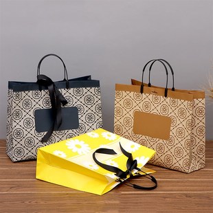 PVC服装店无纺布手提袋网红丝带高档无纺布购物礼品包装免税袋