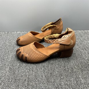 40码撤柜处理妈妈鞋夏季新款圆头软底软皮百搭头层牛皮Z民族风凉