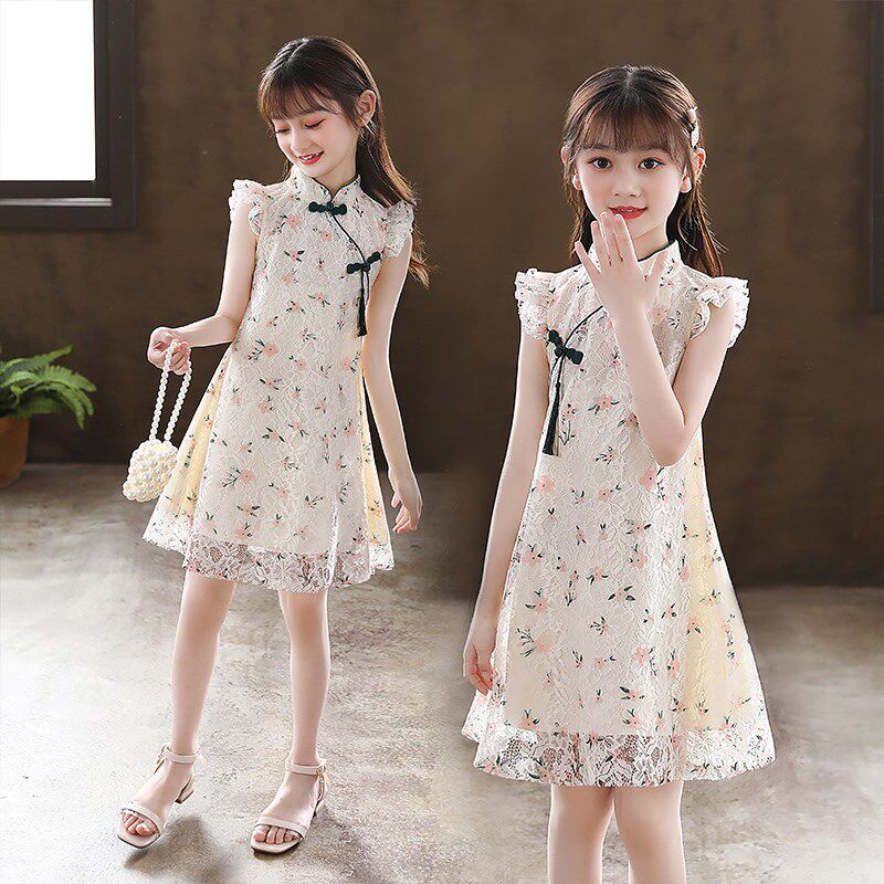 女童连衣裙旗袍中国风改良汉服演出装夏款古装裙子儿童古风公主裙