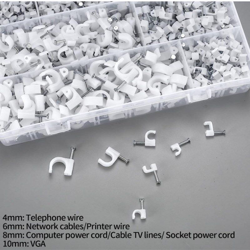 700个带钉电缆管理夹白色太网电缆同轴电缆线固定器钉夹4568 10MM,电子元器件市场,连接线,淘宝优惠券,粉丝福利购,淘宝优惠卷