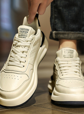 小白鞋男款秋冬季20o24新款男生白色休闲鞋防滑防水软底百搭运动