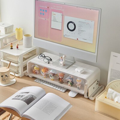 电脑显示器增高架办公o室桌面屏垫高带幕底座抽屉式手办展示置物