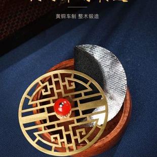 禅意摆件 普云花梨木铜盖盘香炉家用室内檀香熏香炉沉香炉香薰中式