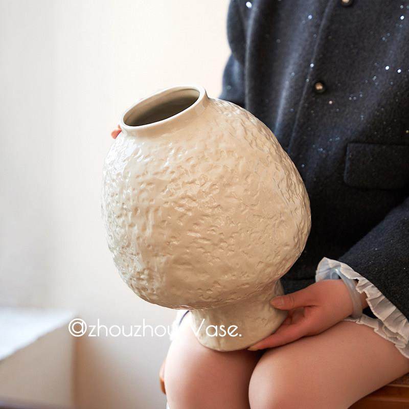 景德镇现代简约白釉陶瓷花瓶侘寂风干 干花水培两用高级感装饰品,家居饰品,花瓶,淘宝优惠券,粉丝福利购,淘宝优惠卷