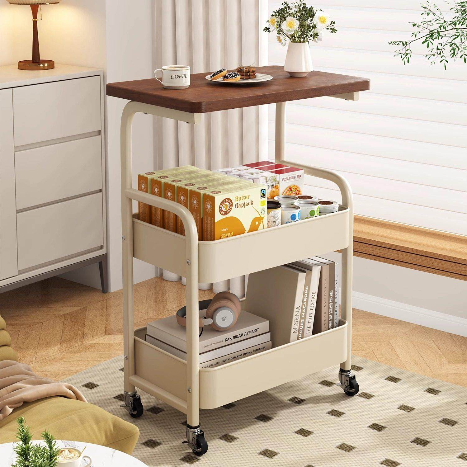 可移动茶几小推车沙发边几床边置物架高茶几桌子客厅零食床头柜子
