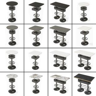 定制酒吧散台桌子音乐餐厅岩板大理石清吧高吧酒吧高脚桌子椅组合