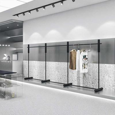 服装店展示架黑色不锈钢货架挂衣杆男女装店奶白色落地陈列中岛架