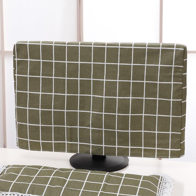 棉麻田园布艺电脑罩台式液晶曲面显示器罩27寸2224寸电脑套保护套