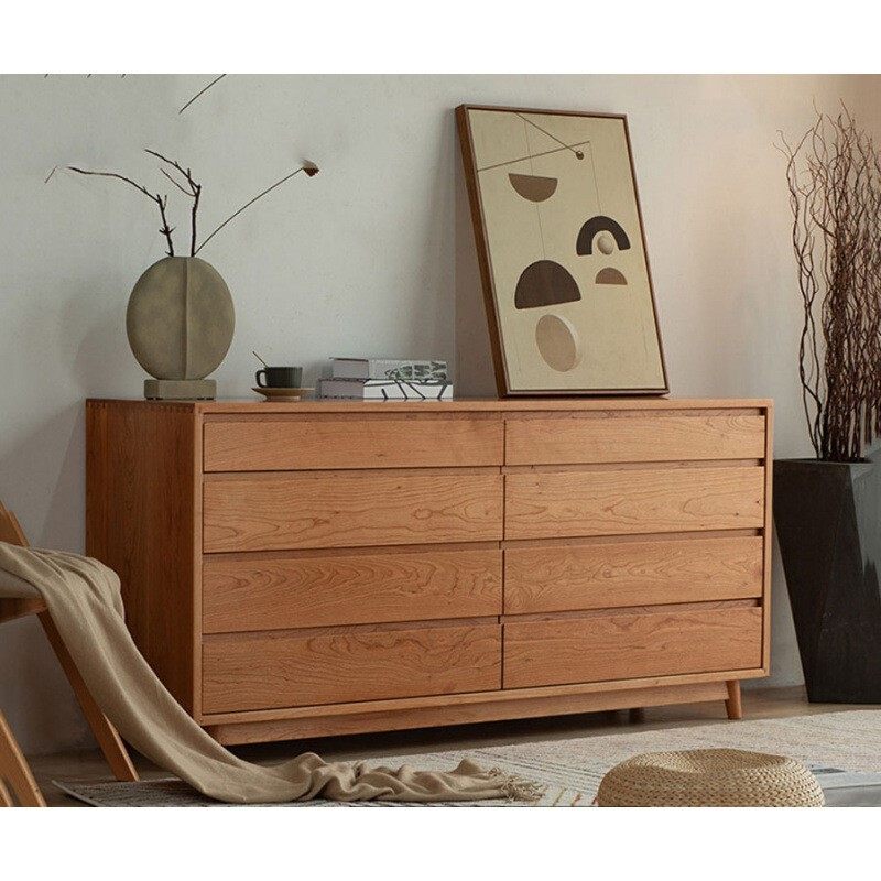 北欧实木八斗柜家用客厅靠墙多功能收纳抽屉柜卧室简约床尾储物柜