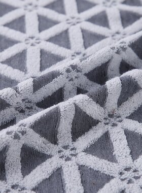 350克全涤单面毛巾布32S几何提花面料时装针织面料现代风色织提花