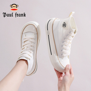 高帮女鞋 学生鞋 系带时尚 厚底板鞋 百搭ins 休闲帆布鞋 大嘴猴小白鞋