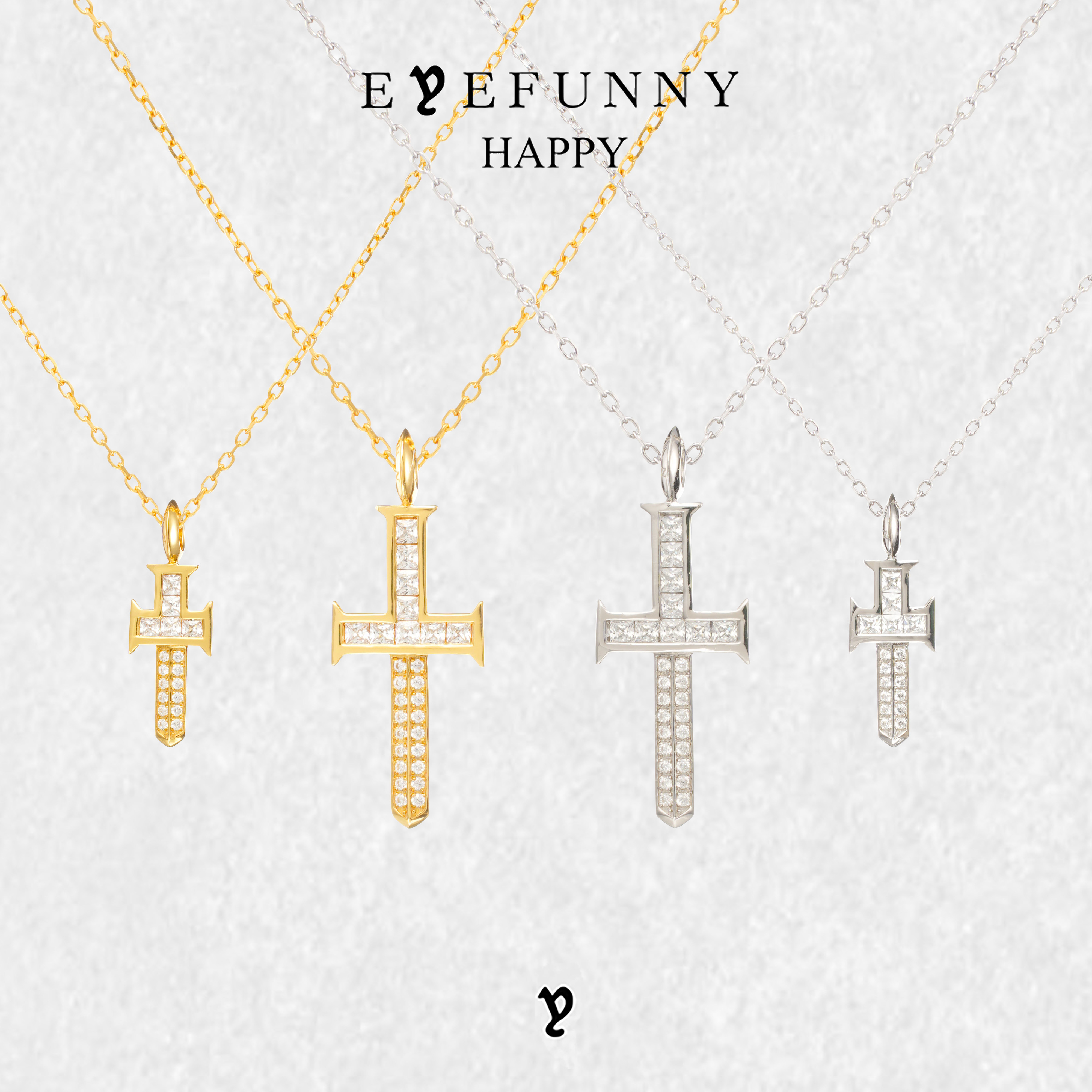 EYEFUNNY HAPPY爱凡尼18K金宝剑吊坠钻石坠饰大/小号潮流项链