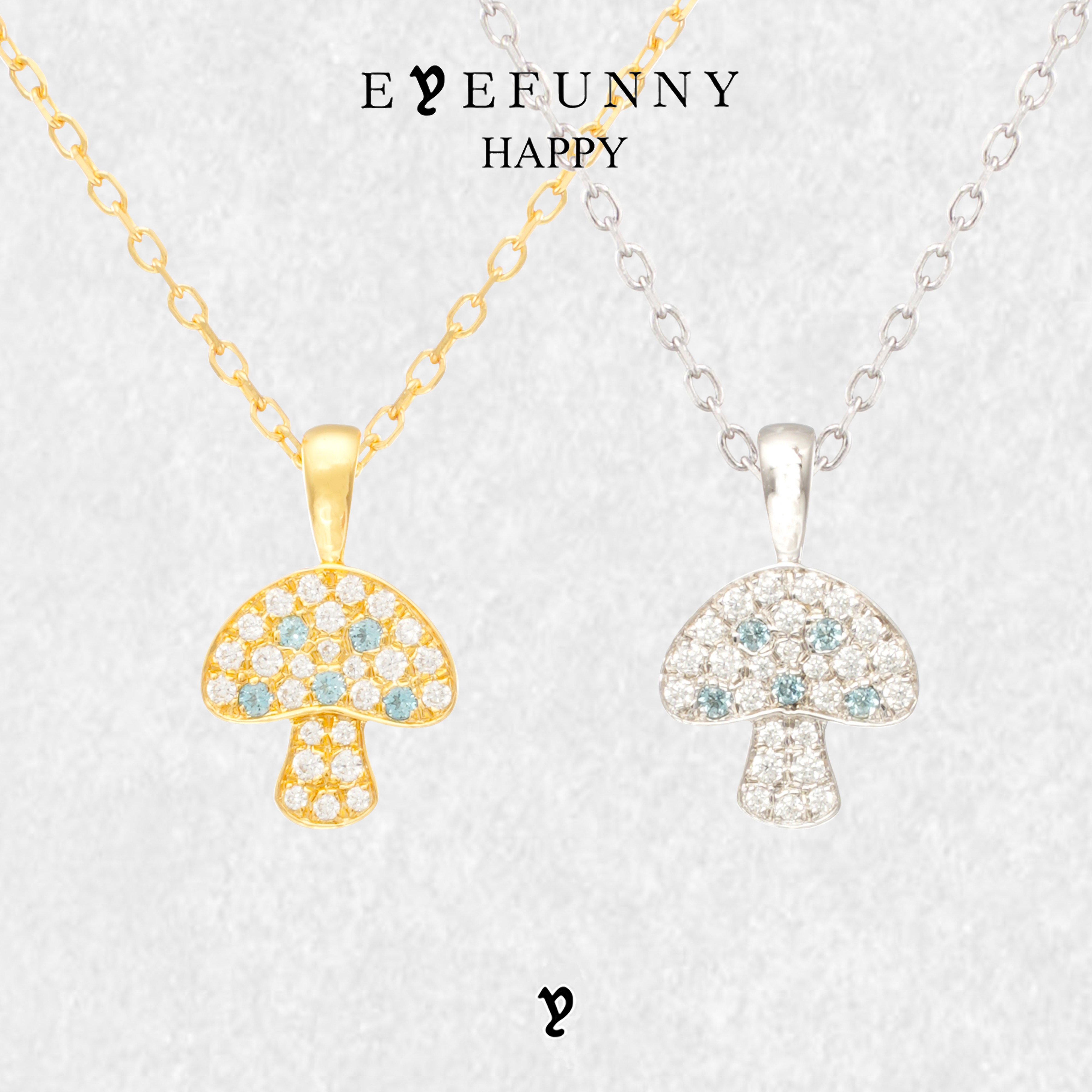 EYEFUNNY HAPPY爱凡尼18K金钻石红蓝宝石镶嵌蘑菇吊坠白金坠饰